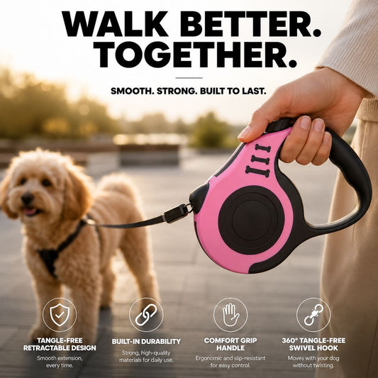 Pawza WalkMaster: Telescopic Retractable Pet Leash