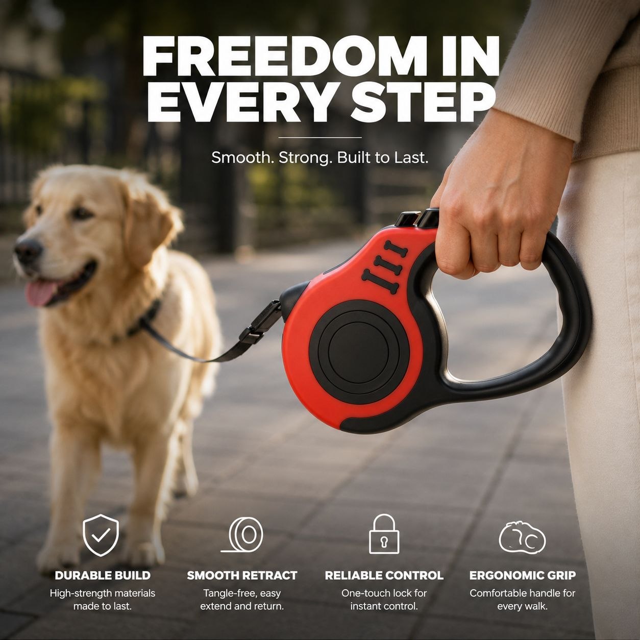 Pawza WalkMaster: Telescopic Retractable Pet Leash